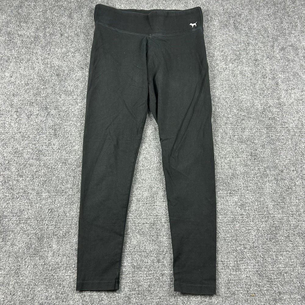 PINK Victoria's Secret‎ Yoga Leggings Womens Medium Black Cotton Blend Athletic